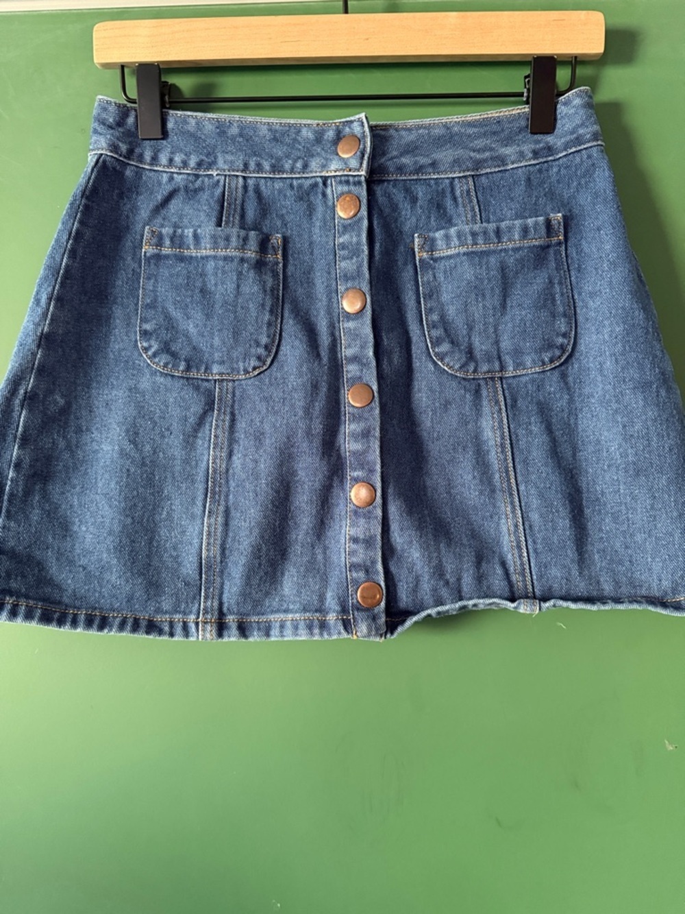 Brandy Melville Original Button-Front Denim Mini Skirt Womens 27 Festival Summer